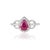 Natural 1.4ct Ruby & Diamond Halo Cocktail Ring Size 6.5 in 14k White Gold For Sale - Image 4 of 16