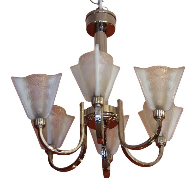 Art Deco Tulip Chandelier from Petitot, 1930s For Sale