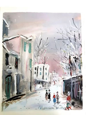 Inspired Village of Montmartre - Pochoir 1950