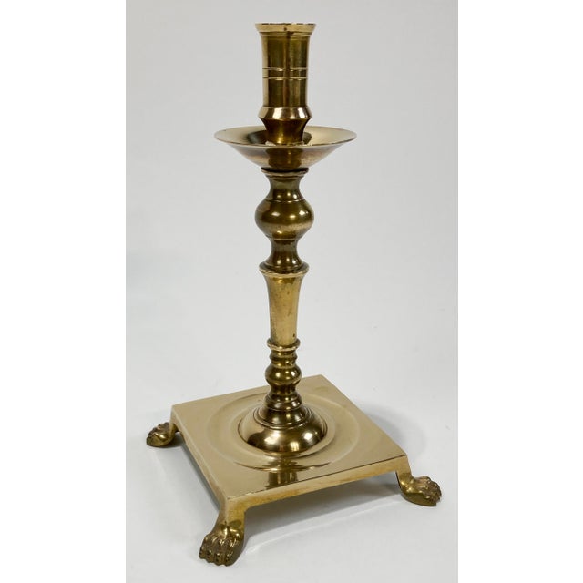 Vintage Lion Paw Brass Footed Candlestick Holder For Sale - Image 4 of 7