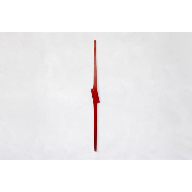 Signes red vertical wall sculpture in steel by jean-baptiste van den heede numbered and signed. Dimensions: d 1 x w 10 x h...