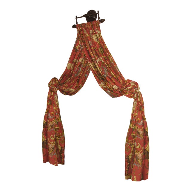 French Ciel De Lit With Custom Schumacher Drapery Panels for Bed Canopy