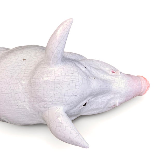 Ceramic Grand Scale Vintage Majolica Boar Sculpture For Sale - Image 7 of 12