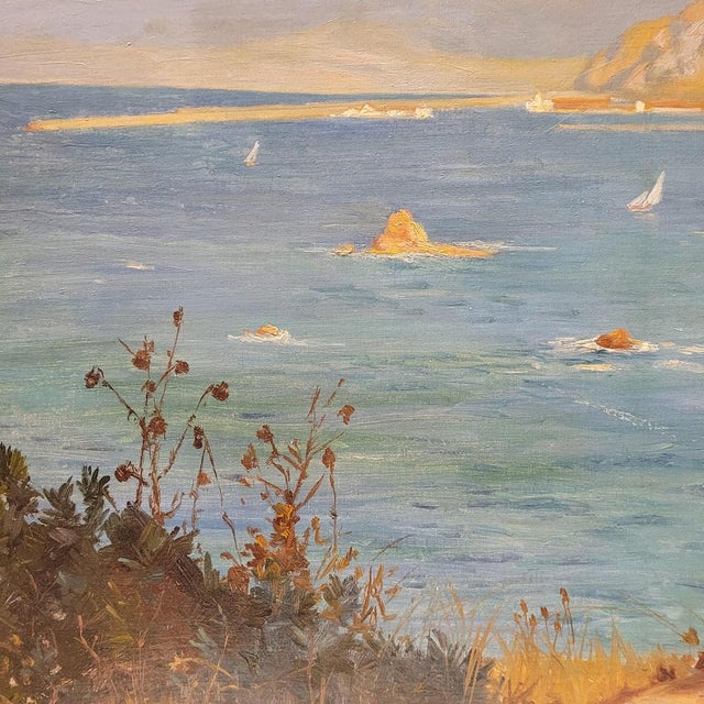 Rene Charles Edmond His, View of the Villefranche Coast, 1903, Oil on Cardboard, Framed For Sale - Image 6 of 16