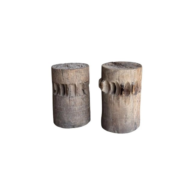 Set of Solid Teak Sugar Cane Crushers / Grinders From Java, Indonesia C. 1900 For Sale - Image 9 of 11