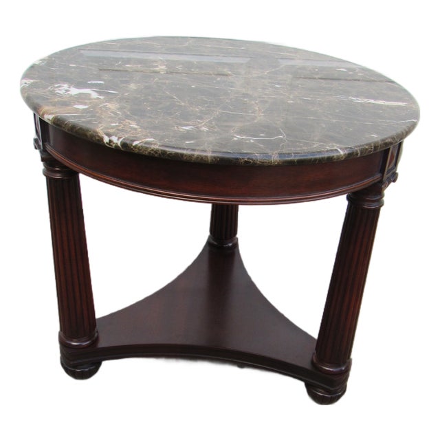 Henkel Harris Mahogany Empire Rare Marble End Table For Sale