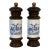 Mid-Century Delft Ceramic and Wood Salt & Pepper Mills - Set of 2. For Sale