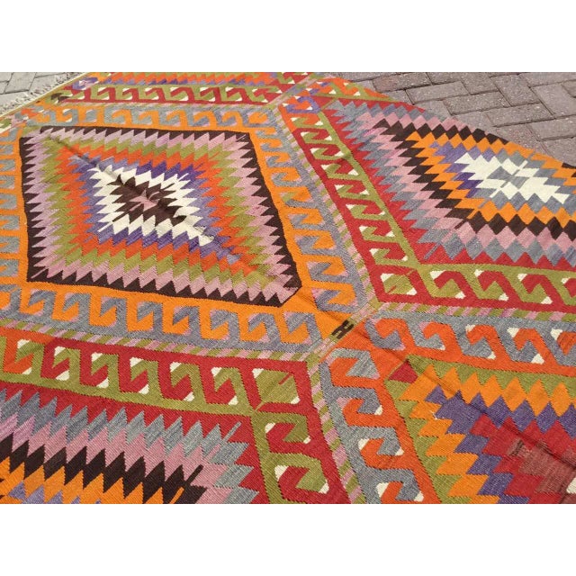 Textile 1960's Bohemian Kilim - 66" X 95" For Sale - Image 7 of 8