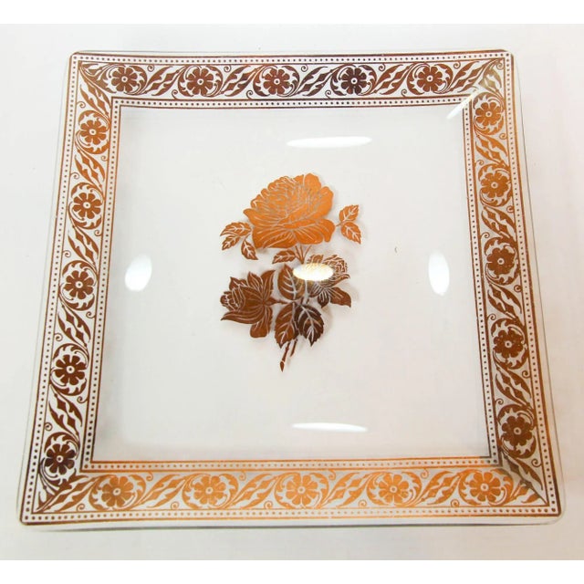 Hollywood Regency Vintage Gold Leaf Glass Dish 1960's Georges Briard Style For Sale - Image 3 of 13