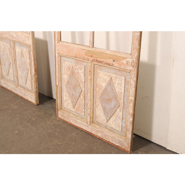 French Tall Antique Pair French Doors on Rollers For Sale - Image 3 of 9