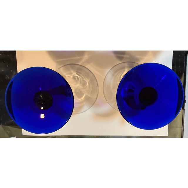 Modern 1990s Cobalt-Stemmed Libbey Bravura Martini Glasses - a Pair For Sale - Image 3 of 6