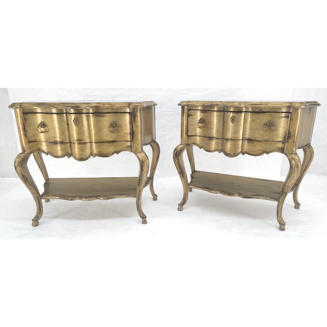 Pair of Fine Cabriole Leg Marble Top One Drawer End Tables Night Stands MINT For Sale - Image 12 of 18