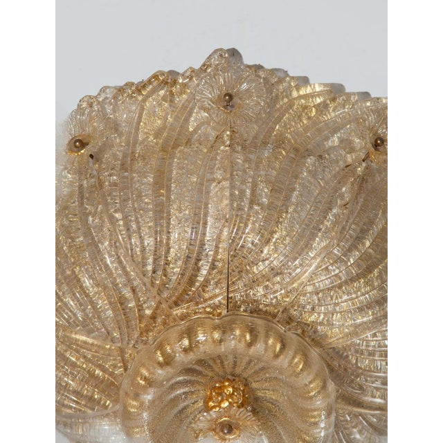 Large Flower Gilt Art Glass Murano Flush Mount by Barovier & Toso, 1930 For Sale - Image 4 of 12