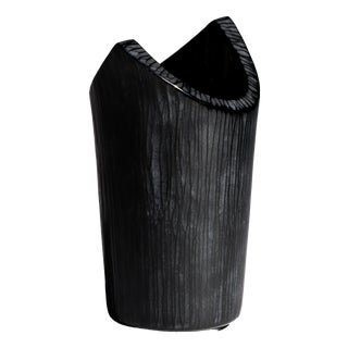 Black Textured Art Glass Vase by Claus Josef Riedel for Riedel, Austria, 1980s For Sale