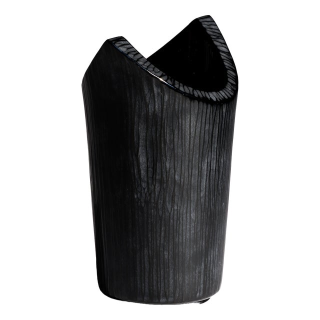 Black Textured Art Glass Vase by Claus Josef Riedel for Riedel, Austria, 1980s For Sale