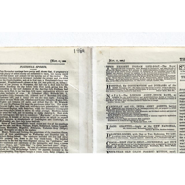 Paper 1860 English Newspaper - the Illustrated London News, Nov 17 1860 (Recto-Verso, Black and White) For Sale - Image 7 of 9