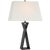 Transitional Chapman & Myers by Visual Comfort Signature Denali Small Table Lamp in Aged Iron with Linen Shade For Sale - Image 3 of 3