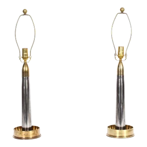 WWII "Trench Art" Nickel-Plated Solid Brass Table Lamps