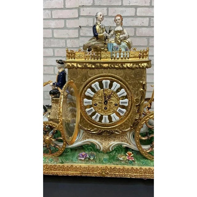 Early 20th Century Antique Franz Hermle German Movement Capodimonte Style Vienna Porcelain Mantel Clock/Centerpiece For Sale - Image 5 of 11
