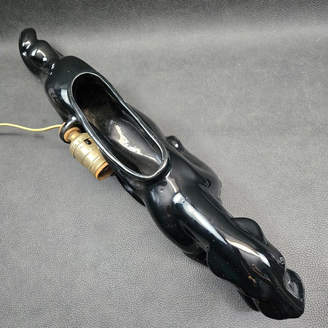 Black 1950s Mid-Century Modern Royal China Black Ceramic Prowling Panther Planter Tv Lamp For Sale - Image 8 of 14