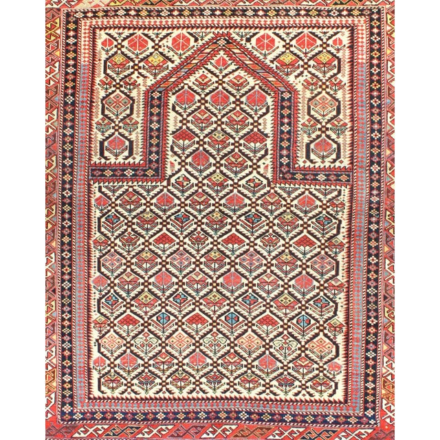 Late 19th Century Antique 19th Century Caucasian Shirvan Rug With Prayer Design in Ivory For Sale - Image 4 of 5