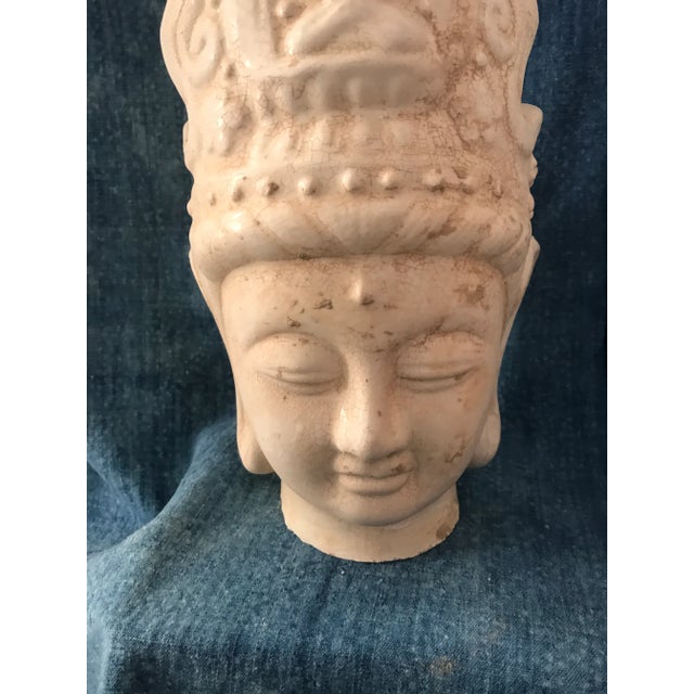 Ivory Majolica Quan Yin Buddha Head For Sale - Image 4 of 9