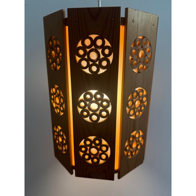 Vintage handcrafted pine pendant light, made in Sweden by the Byalaget collective c. late 1960's or 70's. They were known...