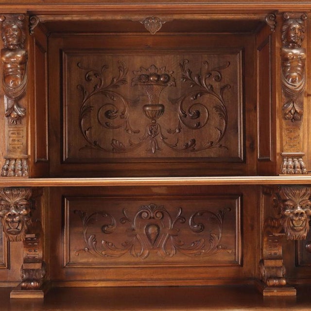 19th Century Neo-Baroque Walnut Sideboard, Italy For Sale - Image 6 of 16