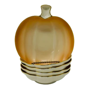 Vintage Lenox China Pumpkin Dishes With 24k Gold Edge a Set of 5