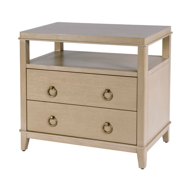 Beige Highbury 28 in. W Rectangular Wood 2 Drawer Nightstand with Open Shelf, Antique Beige Gray For Sale - Image 8 of 8