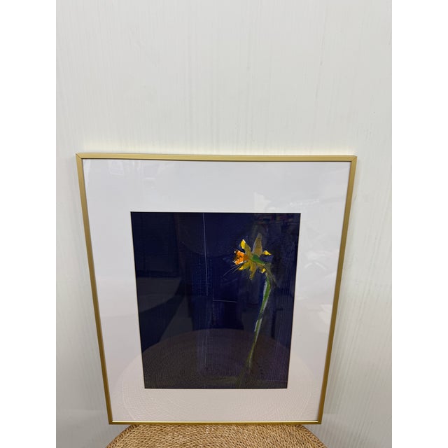 Design Plus Gallery presents the Original Acrylic Painting Midnight Daffodil by Isabel Wyatt. The artwork is a dark,...
