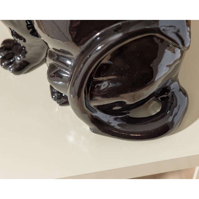 Vintage Large Black Glazed Ceramic Panther Sculpture 22" For Sale - Image 14 of 15