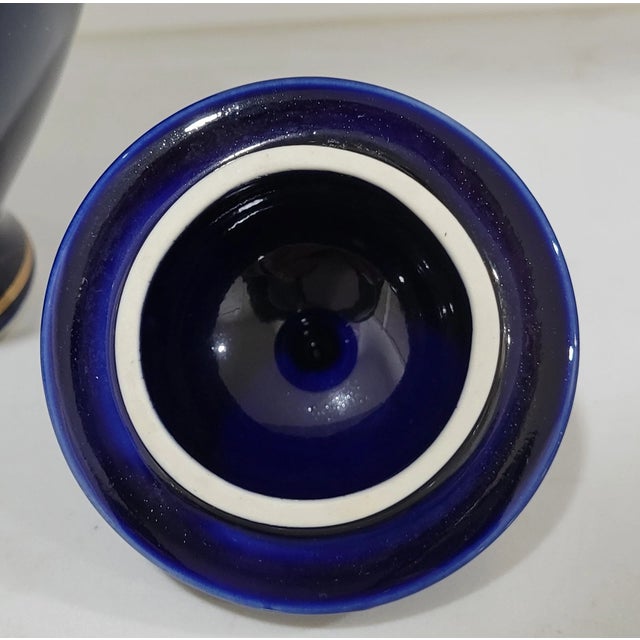 Vintage Japanese Cobalt Blue Peacock Floral Gold Trim Ginger Jar For Sale In Houston - Image 6 of 8