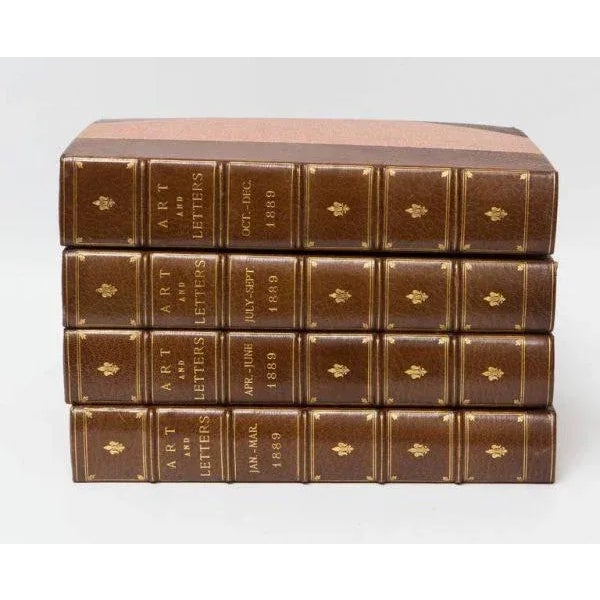 Brown Leather Bound Books Titled “Art and Letters" 19th Century 8 Volumes For Sale - Image 8 of 9
