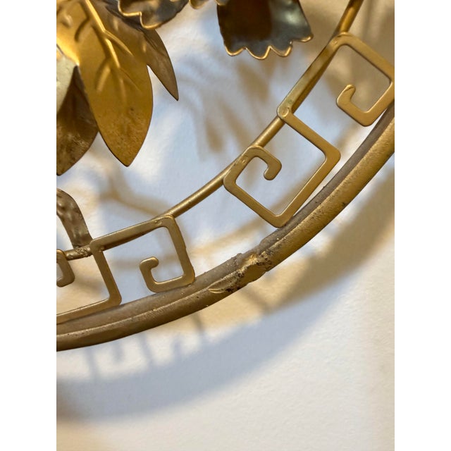 Vintage Mid 20th Century Gold Metal Asian Flower Wall Decor For Sale - Image 9 of 9