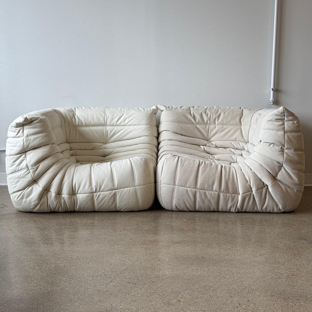 Ligne Roset Togo Corner Sofa by Michel Ducaroy for Ligne Roset in Leather/Alcantara For Sale - Image 4 of 8