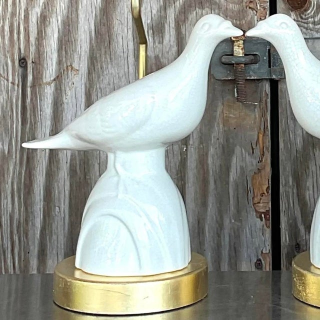 Vintage Late 20th Century Boho Love Bird Lamps - a Pair For Sale - Image 10 of 14