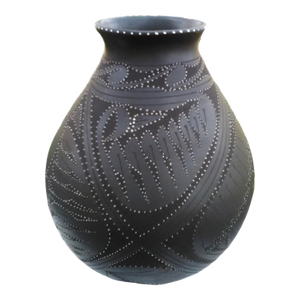 Mata Ortiz Casa Grande Textured Olla Pottery Vessel by Efrain Lucero Andrell, 11” H