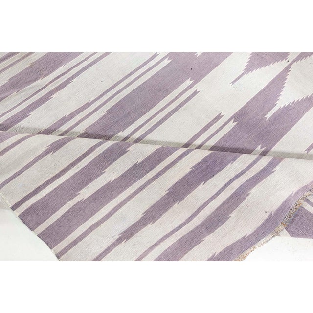 Lavender Doris Leslie Blau Vintage Indian Dhurrie Rug For Sale - Image 8 of 9
