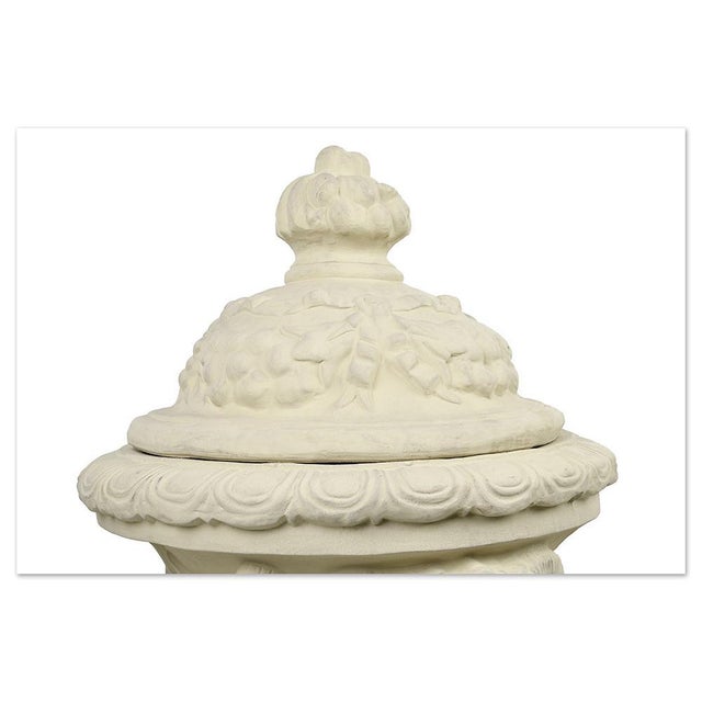 Ceramic Decorative Urn in White Terracotta For Sale - Image 7 of 9