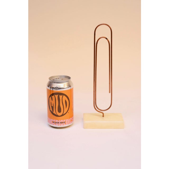 1970s Vintage Oversized Copper Paperclip Sculpture/ Letter Holder Mounted to Marble by Sculptura For Sale - Image 5 of 9