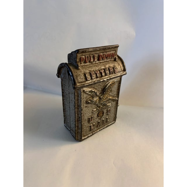 Charming antique still bank, cast iron, post office mail box. Great for a child's room. letter box