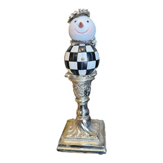 Vintage Pedestal Snowman Signed Mackenzie Child For Sale