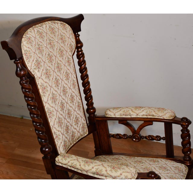 Brown 1870 Antique George Hunzinger Barley Twist Mahogany Platform Rocking Chair For Sale - Image 8 of 16