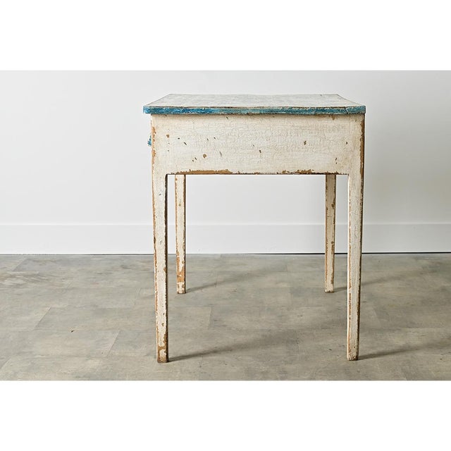 English Pine Table with Faux Delft Tile Painted Top For Sale - Image 11 of 12