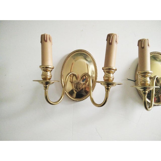 Louis XVI Brass Wall Lamps, 1950s, Set of 2 For Sale - Image 15 of 16