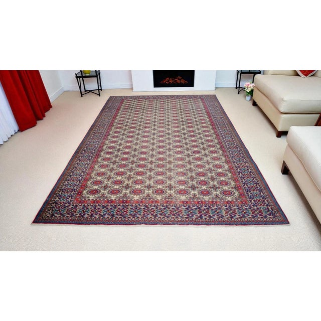 Vintage Hand-Knotted Turkish Bunyan Rug This is an exceptional and beautifully preserved vintage Turkish Bünyan rug...