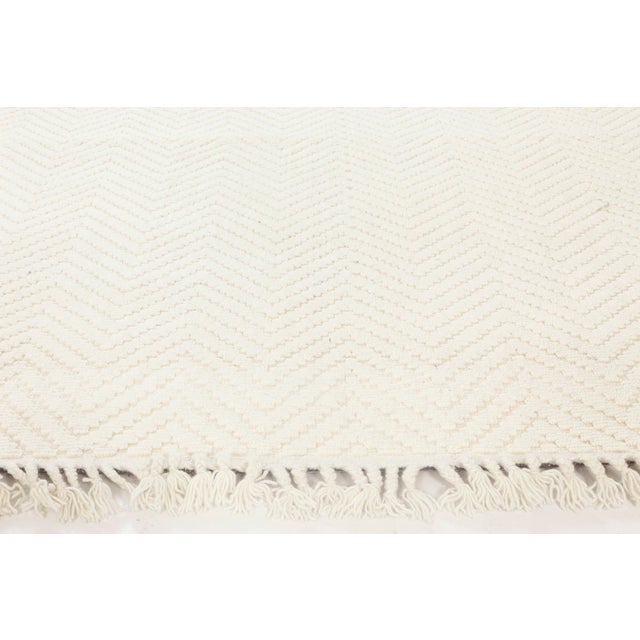 Modern Bauer Collection White Herringbone Design Wool Rug by Doris Leslie Blau For Sale - Image 4 of 6