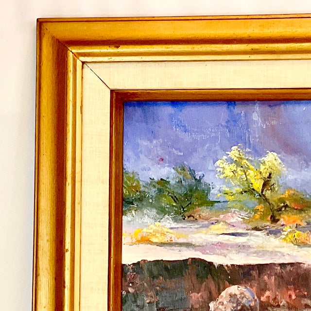 1974 Vintage Impressionist “Desert Scene” Original Oil Painting, New Mexico, Artist Signed, Framed For Sale - Image 4 of 12