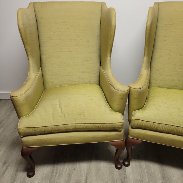 1970s Pair of Vintage Wingback Chairs With Curved Arms by Globe Furniture For Sale - Image 5 of 6